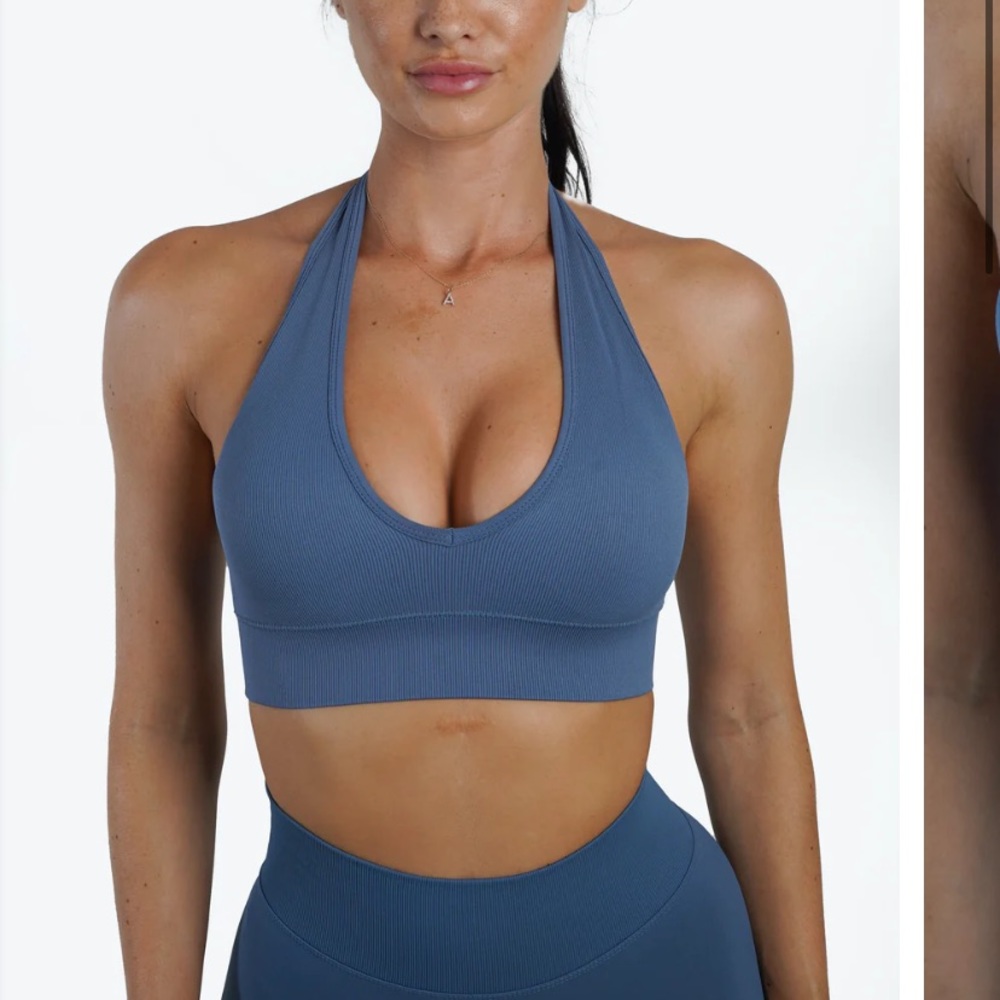 Keep That Pump Core Halter Bra Blue Teal
